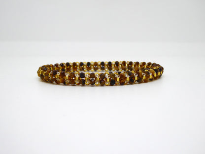 Bracelet perlé Tiss’Mé - pierre naturelle Oeil de Tigre et rocailles Miyuki - tissage perles fil et aiguille - artisanat d'art