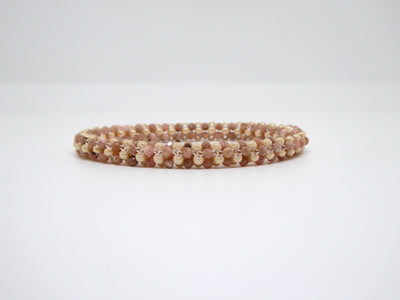 Bracelet perlé Tiss’Mé - pierre naturelle Rhodochrosite et rocailles Miyuki - tissage perles fil et aiguille - artisanat d'art