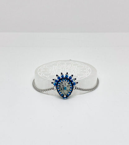 Bracelet Skardu Tiss’Mé - pierre naturelle Granite azurite - tissage perles Miyuki - artisanat d'art