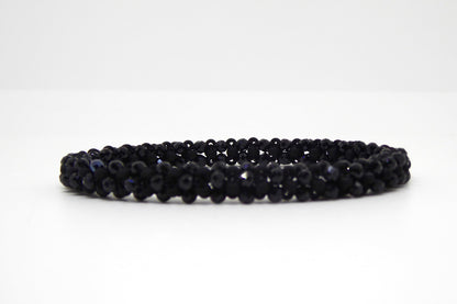 Bracelet perlé Tiss’Mé - pierre naturelle Spinelle noire et rocailles Miyuki - tissage perles fil et aiguille - artisanat d'art