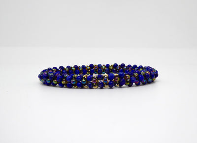 Bracelet perlé Tiss’Mé - pierre naturelle Lapis-lazuli et rocailles Miyuki - tissage perles fil et aiguille - artisanat d'art