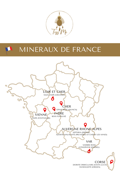 Carte minéraux de france - bijoux Tiss'Mé Paris - artisanat 