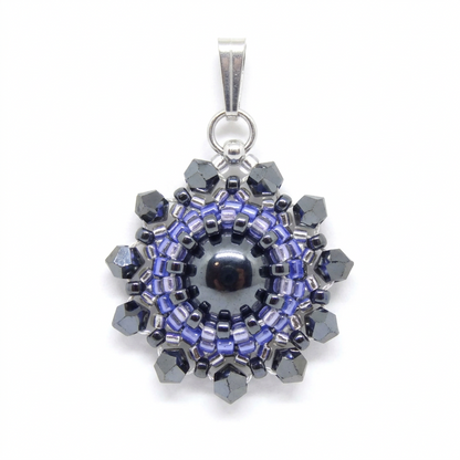Charm/pendentif pierre naturelle Hématite - Tiss'Mé bijoux - artisanat paris - sertissage perles Miyuki - fait main