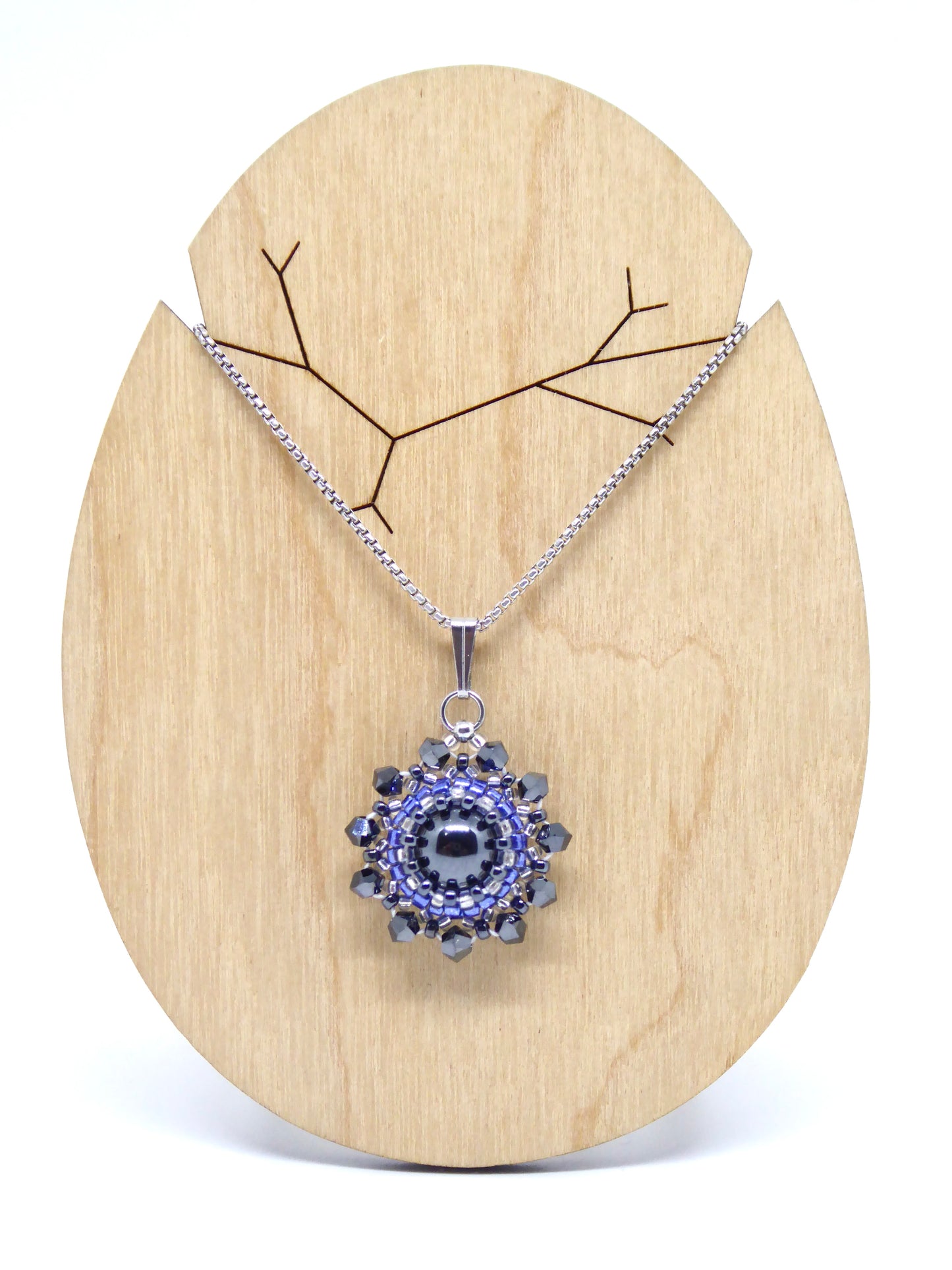 Charms - Tiss’Mé - pierre naturelle Hématite - tissage perles Miyuki - acier inoxydable