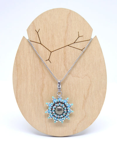 Charms - Tiss’Mé - pierre naturelle Pyrite - tissage perles Miyuki - acier inoxydable