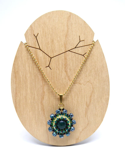 Charm - Tiss’Mé - pierre naturelle Agate mousse - tissage perles Miyuki - acier inoxydable