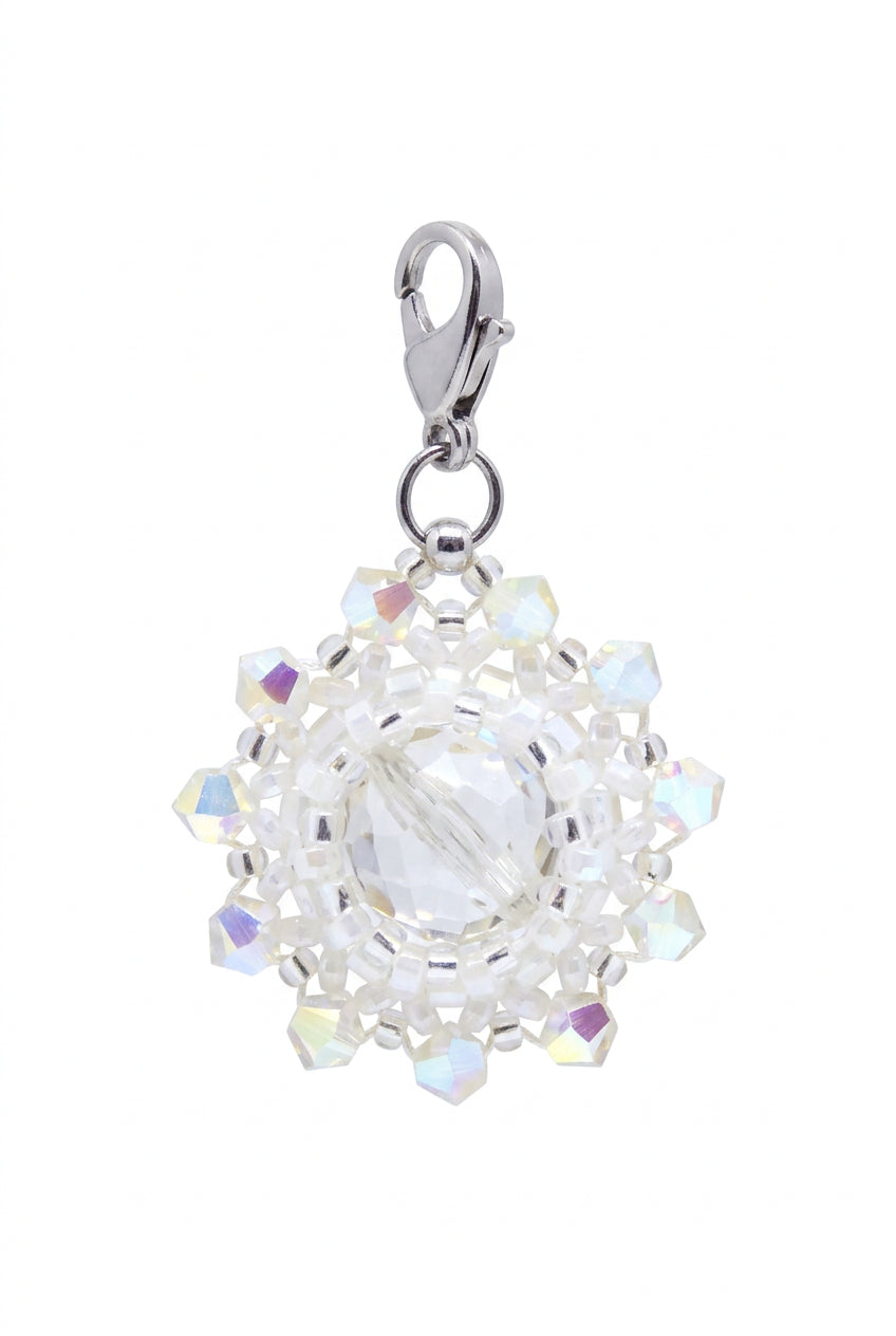 Charms/pendentif pierre naturelle Cristal de roche - Tiss'Mé bijoux - artisanat paris - fait main - sertissage perles Miyuki