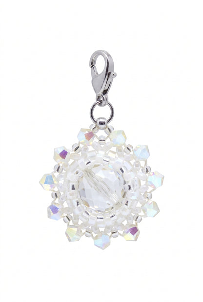 Charms/pendentif pierre naturelle Cristal de roche - Tiss'Mé bijoux - artisanat paris - fait main - sertissage perles Miyuki