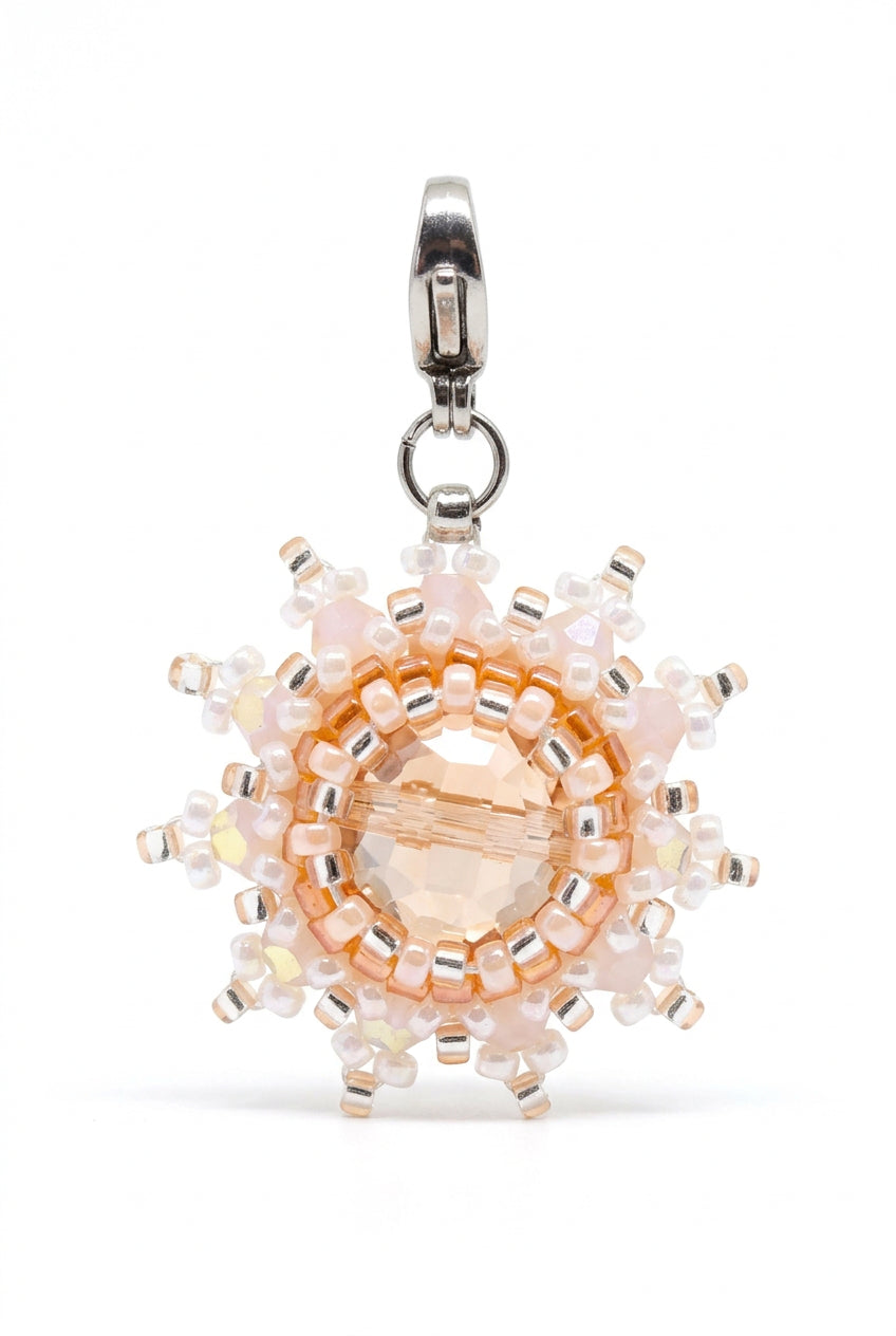 Charm/pendentif pierre naturelle Cristal de roche - artisanat paris - Tiss'Mé bijoux - fait main - sertissage perles Miyuki