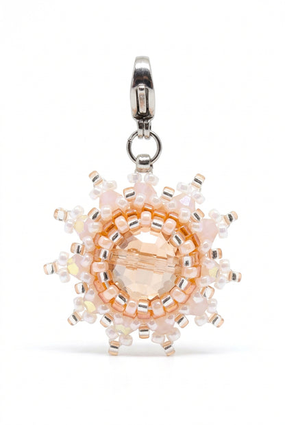 Charm/pendentif pierre naturelle Cristal de roche - artisanat paris - Tiss'Mé bijoux - fait main - sertissage perles Miyuki