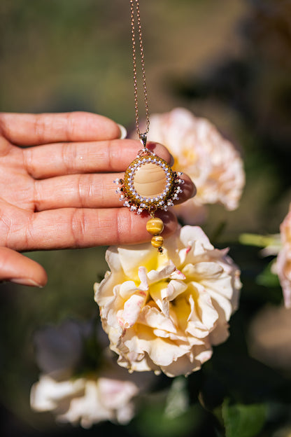 Détails collier Idaho - Jaspe bruneau - bijou artisanal Paris -Tiss'Mé
