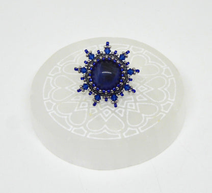 Pin’s Recife Tiss’Mé - pierre naturelle             Sodalite - tissage perles Miyuki - artisanat d'art