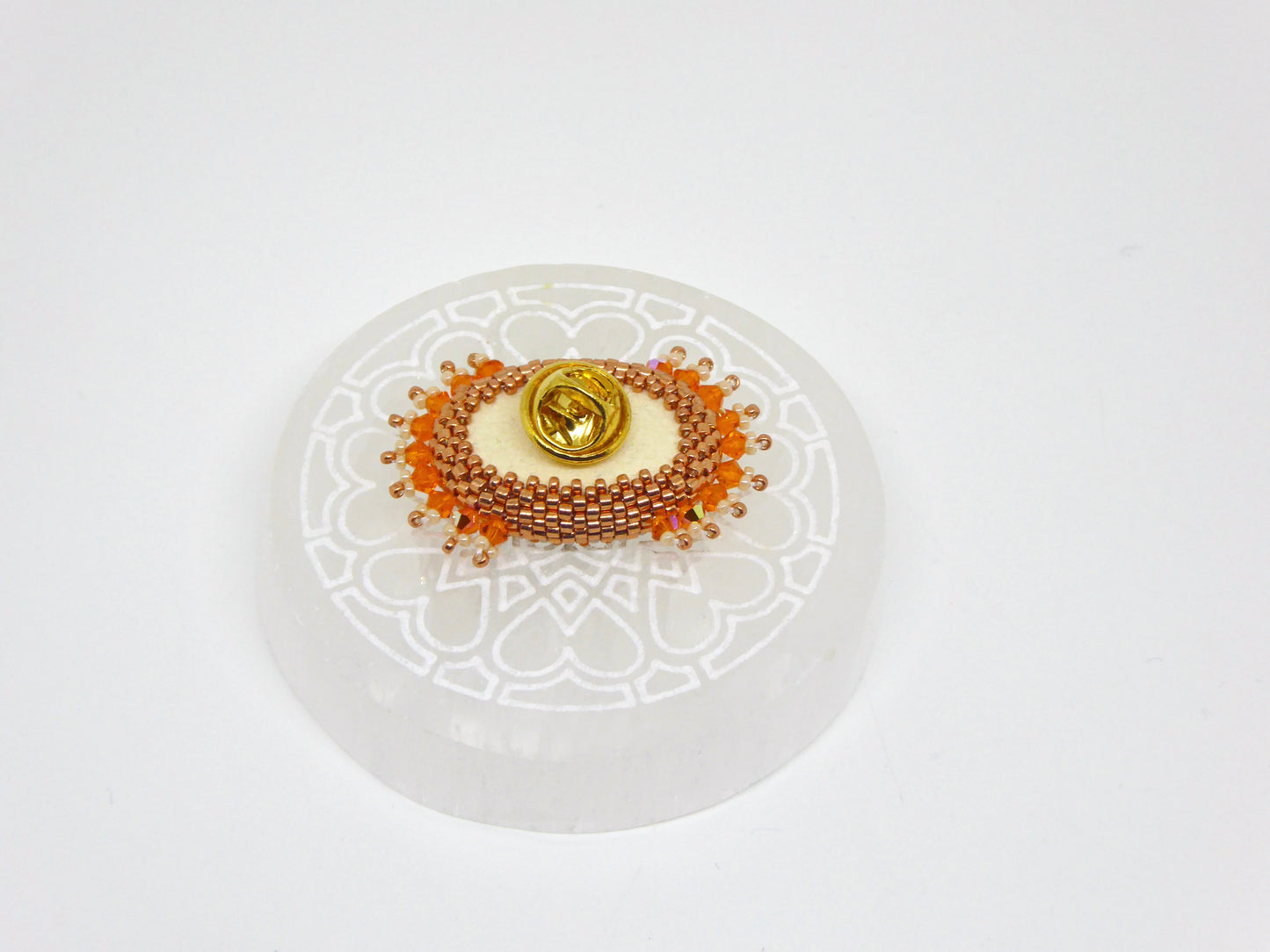 Dessous pin's Shanghai - sertissage pierre naturelle Pierre de soleil - support pin's laiton