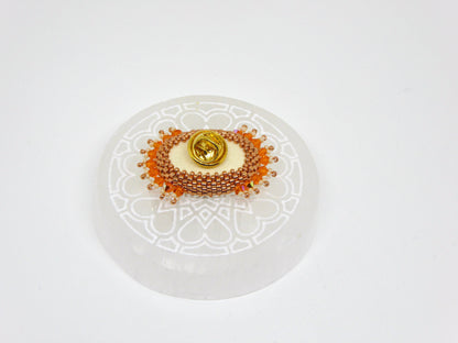 Dessous pin's Shanghai - sertissage pierre naturelle Pierre de soleil - support pin's laiton